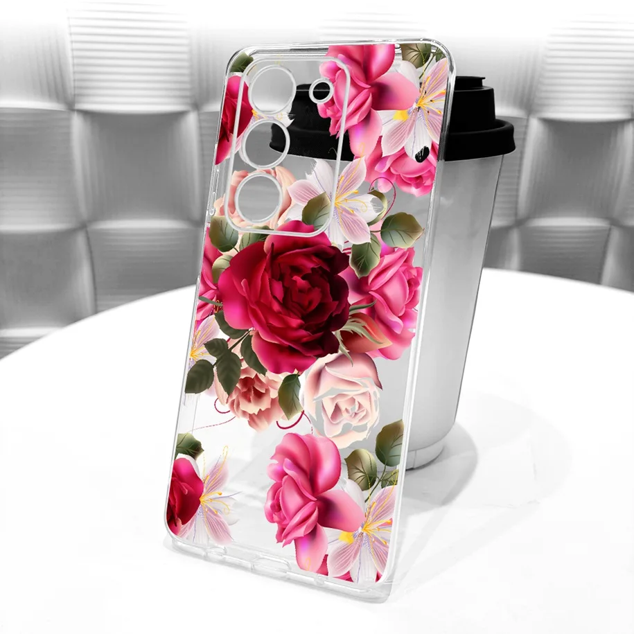 Floral Bow Bumper Soft Silicone Clear Phone Case Cover