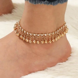 New Personality Gold Color Silver Color Retro Ethnic Tassel Bell Anklets for Girl Beach Foot Anklet India Jewelry Accessories