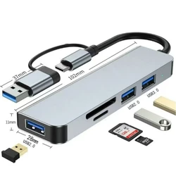 Multi - Port USB - C Hub with USB, SD/TF, and Audio Connectivity (5 IN 1)