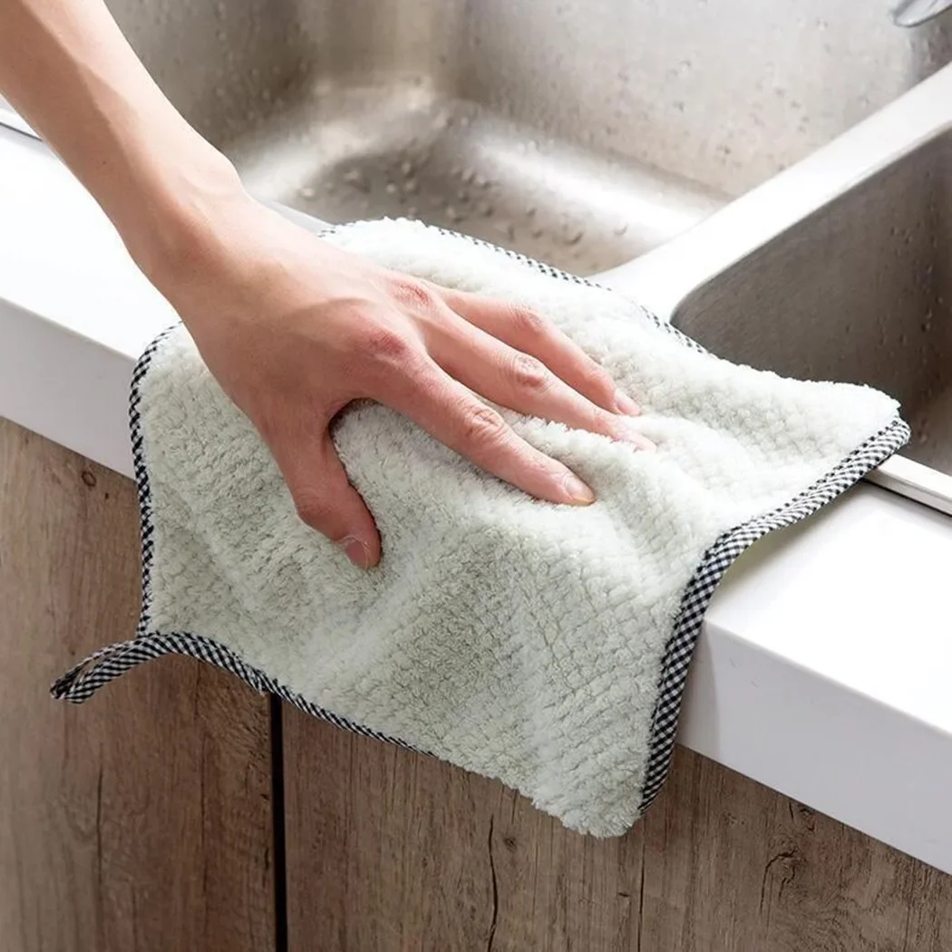 27.5×25cm Towel Cloth Hand Towel 4 Color Absorbent Merbau Solid Color Thicker Wash Table Towel Home Kitchen New 1