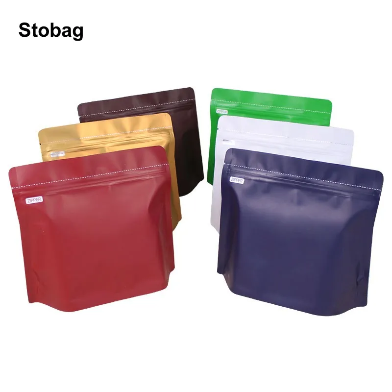 

StoBag 20pcs 250g Coffee Beans Packaging Bag No Valve Aluminum Sealed for Powder Food Nuts Storage Stand Up Reusable Pouches