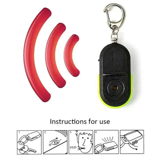LED Whistle Key Finder Flashing Beeping Sound Control Alarm Anti-Lost Key Locator Finder Tracker With Key Ring In Stock 5