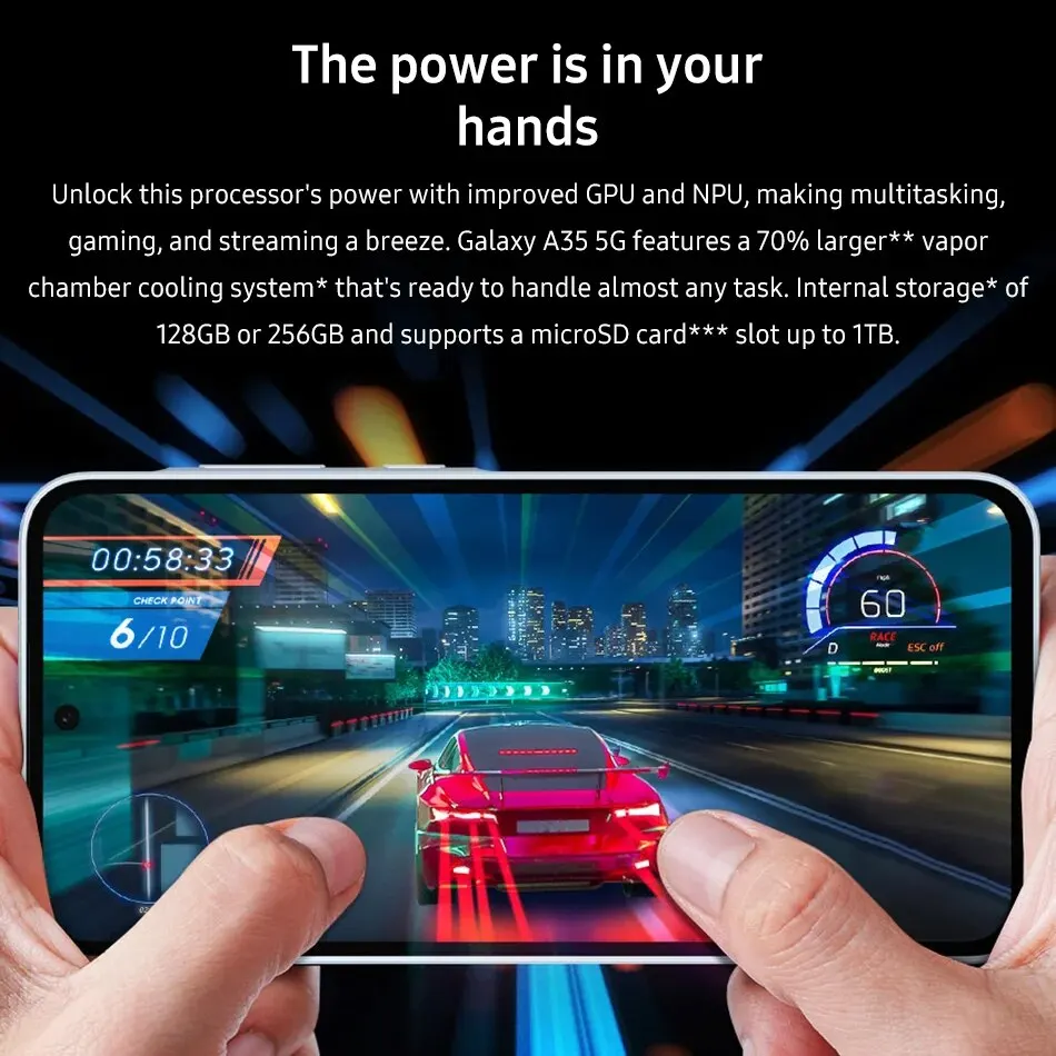 Samsung Galaxy A35 5G NFC Smartphone Octa Core 6.6\'\' 120Hz AMOLED Display 50MP OIS Triple Camera 5000mAh Battery Mobile Phone