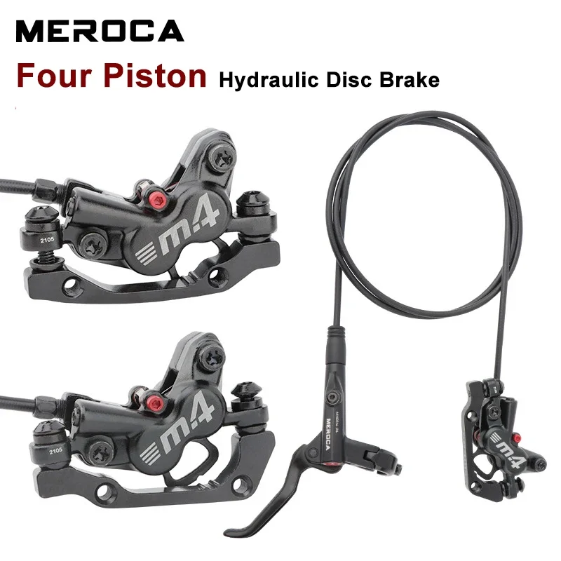 

MEROCA MTB Bicycle Brake M4 Hydraulic Disc Calipers 4 Piston 160mm Bilateral Brake 800/1400mm Oil Pressure Set Bike Parts