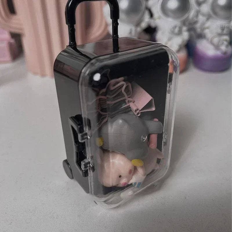 17cm Labubu Clothing Storage Box Mini Trolley Transparent Suitcase Cotton Doll Wardrobe Jewelry Mini Storage Box