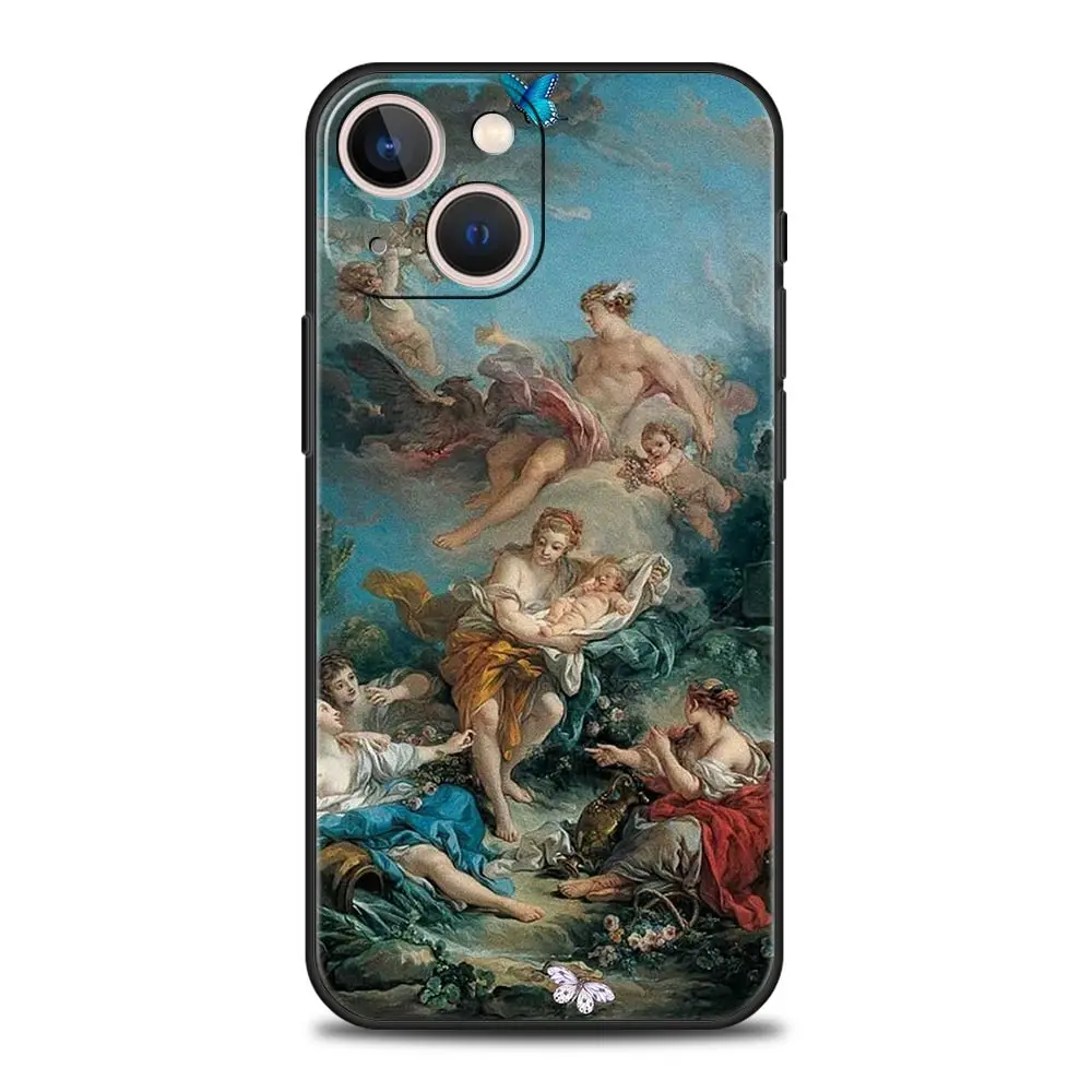 thumbnail image 1 of Renaissance art Painting For iPhone 11 12 13 15 14 Pro Max Phone Case X XR XS 7 8 Plus SE 2020 Luxury Black Soft Cover Funda, 1 of 5