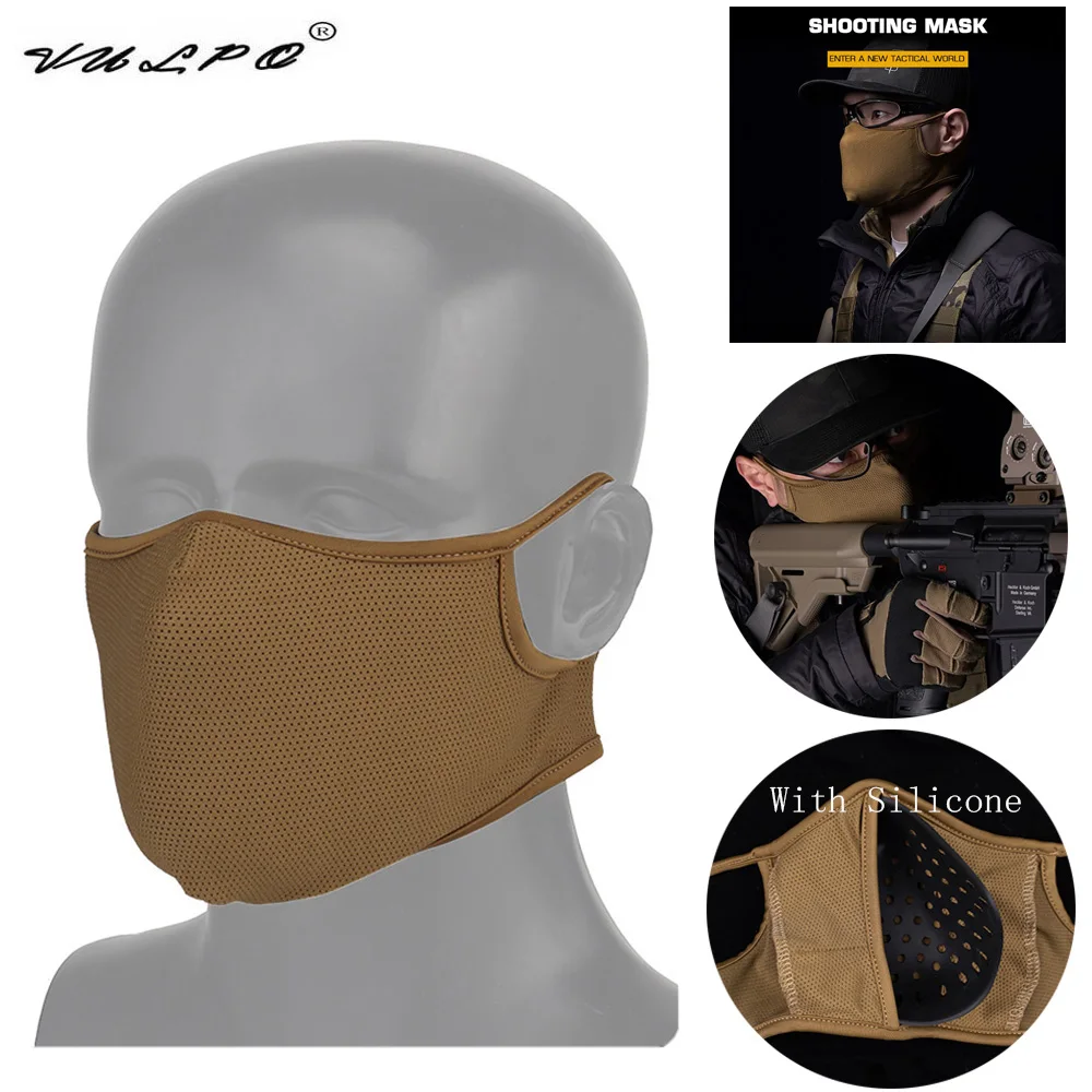 

VULPO Tactical Shooting Mask Outdoor Breathable Elastic Soft Mask With Silicone Airsoft Wargame Combat Half Face Mask