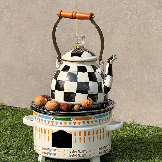 Harlequin Check Tea Kettle 4