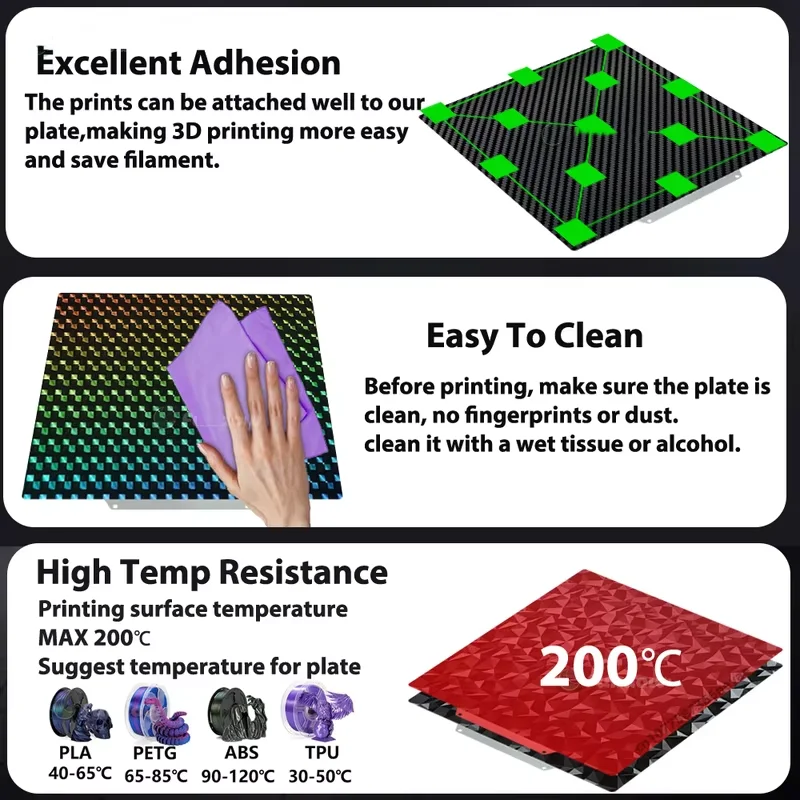 High-Quality PEI Smooth Magnetic 3D Printer Build Plate - 235x235mm Spring Steel Heated Bed