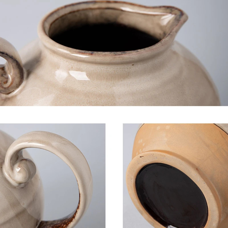 Le Meng, wabi sand wind kettle vase retro kiln change art ornament characteristic hotel homestay decoration flower utensils 6