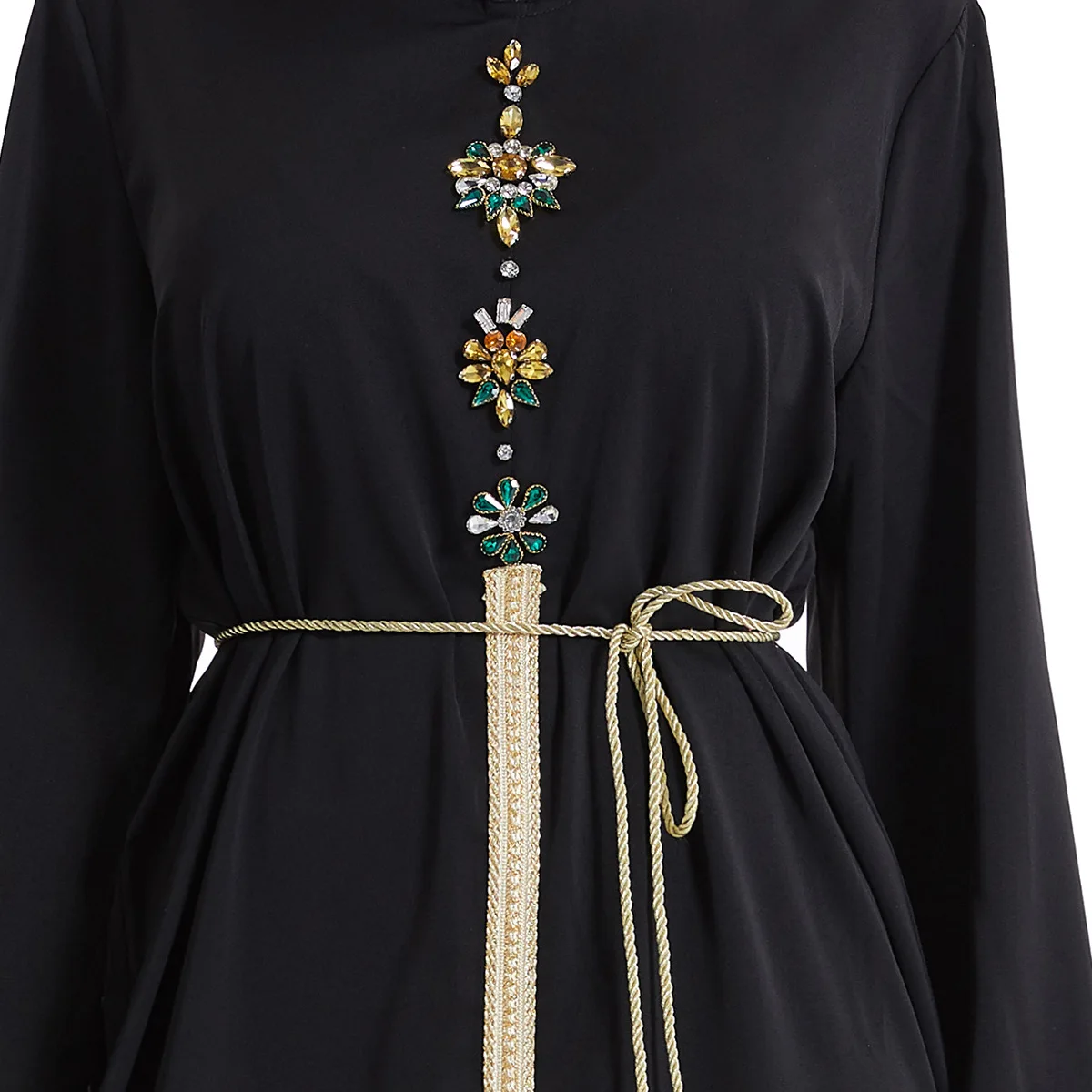 Abaya For Women Dubai Middle East Arab Hooded Jellaba Ramadan Eid Loose Women Robe Green Long Sleeves V-neck Women Clothing