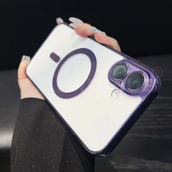 Transparent Luxury Magnetic MagSafe Case - Candy Color Hybrid TPU Shell - iPhone 15 Plus (PURPLE)