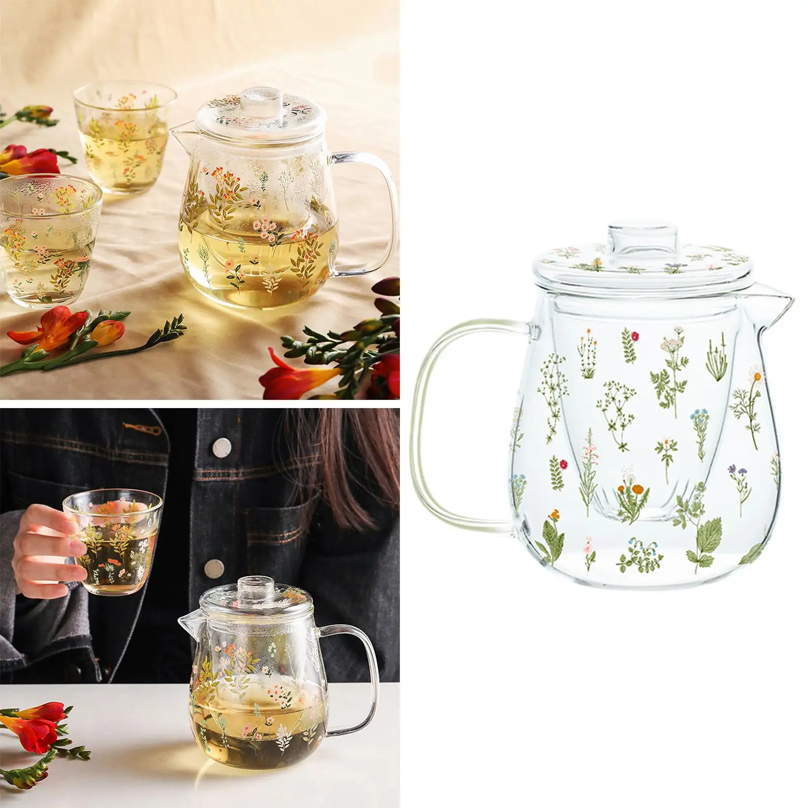Tea Blooming Teapot Transparent with Tea Strainer Tea Kettle Loose Leaf Teapot for Home Birthday Party Anniversary Gift Tea Blooming Teapot Transparent with Tea Strainer Tea Kettle Loose Leaf Teapot for Home Birthday Party Anniversary Gift