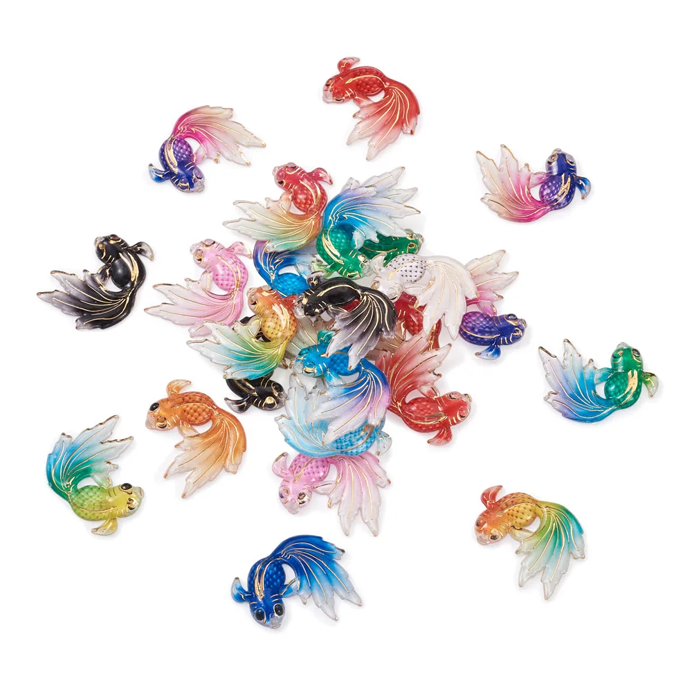 

84pcs Cute Goldfish Shape Acrylic Pendants Charms For Jewelry Making Necklace Earring DIY Crafts Accessories Findings 30x25x4mm