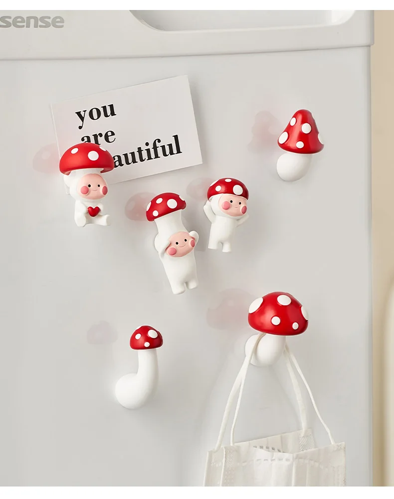 Resin Red Mushroom Refrigerator Sticker