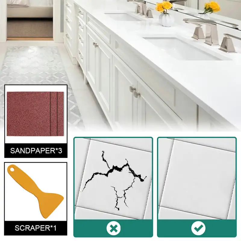 Ceramic Repair Paste 100ml Tile & Marble Waterproof Bathroom Tub Floor Crack Adhesive Universal Tool