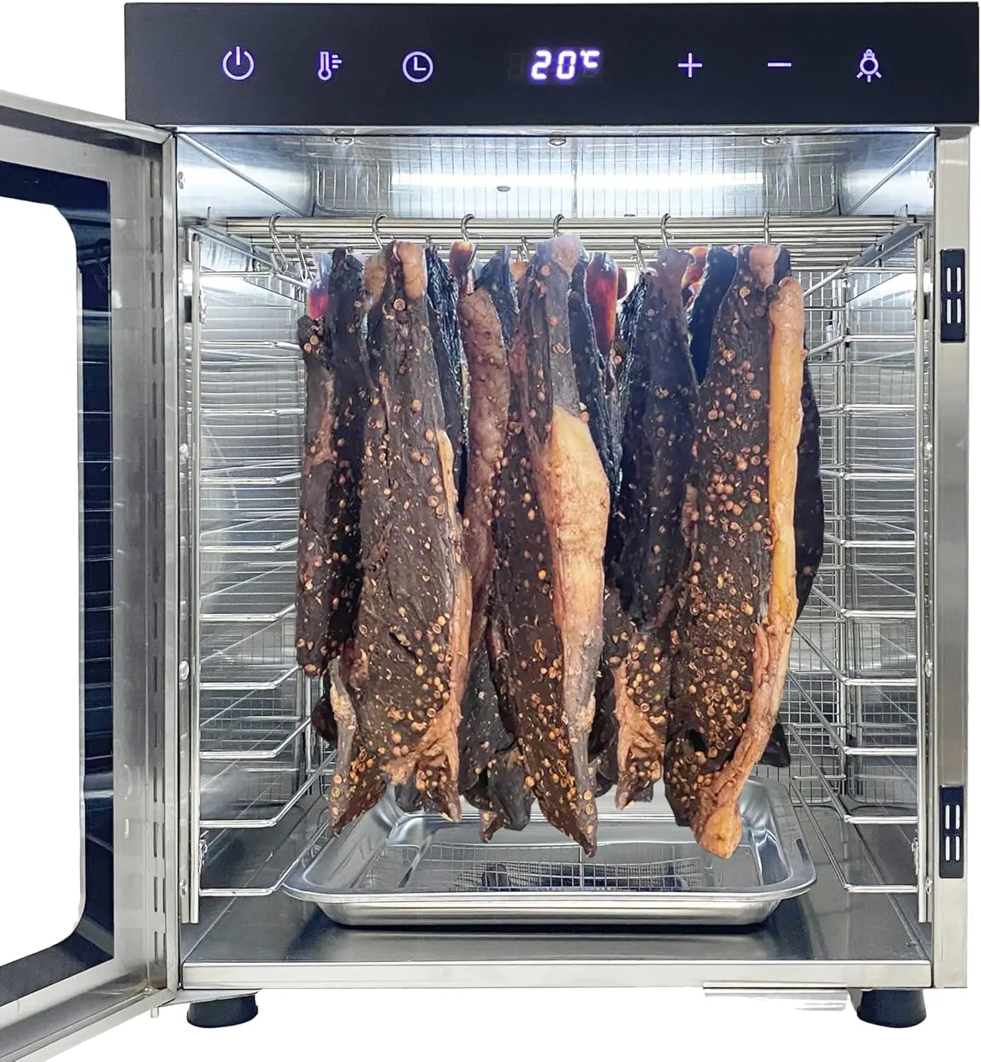 Stainless Steel Biltong Box Food Dehydrator and Drying Cabinet - Large 10 Trays 5 Hanging Rods with 20-90°C Temperature Control 2