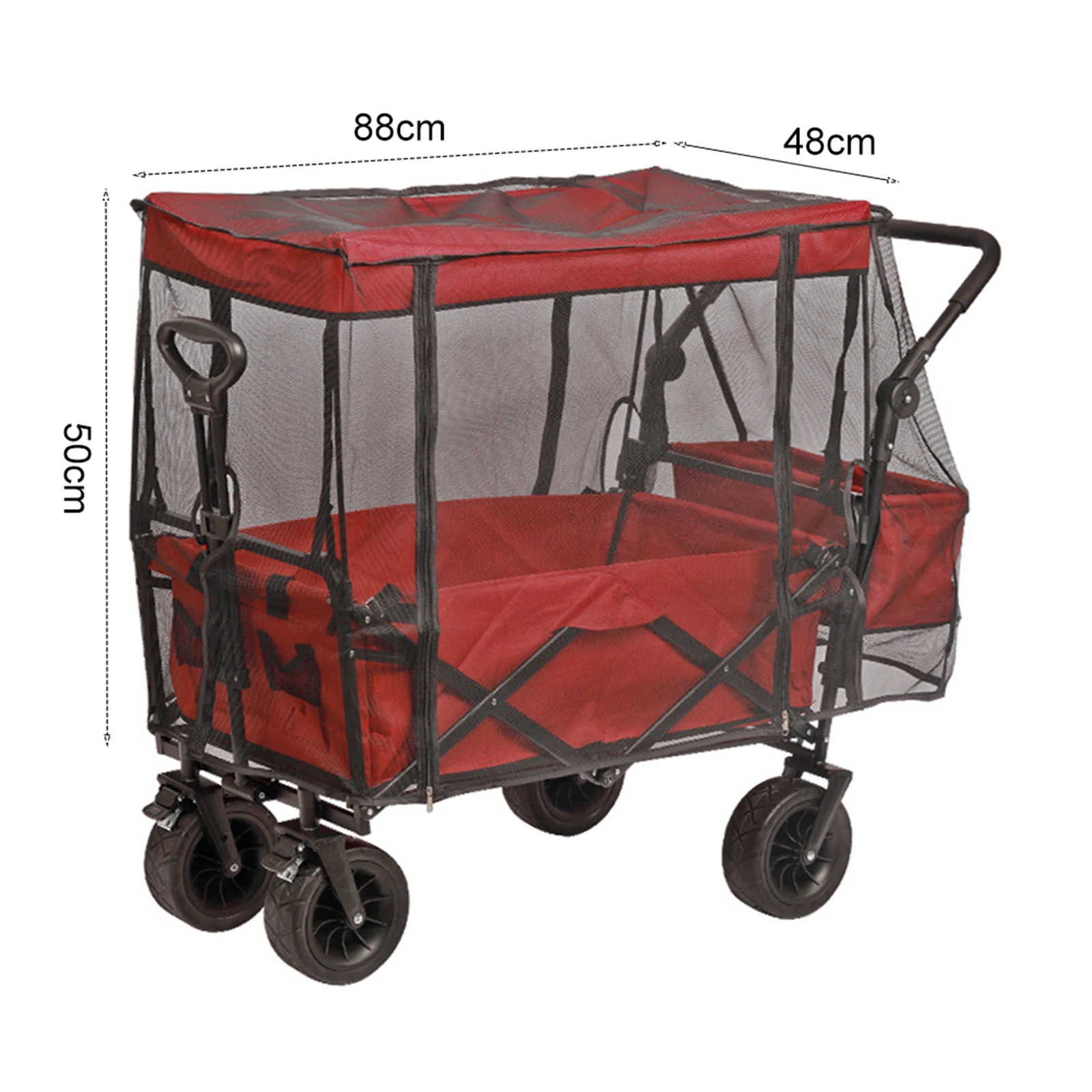 Mesh Net Cover Collapsible Beach Folding Wagon Accessories Attachment 88x48x50cm Outdoor Insect Proof Mesh Cover 1pc