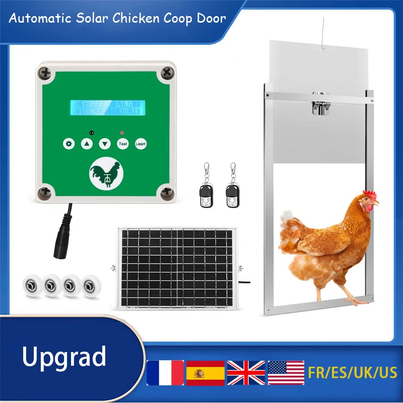 Upgrade Automatic Solar Chicken Coop Door With Timer, Light Sensor