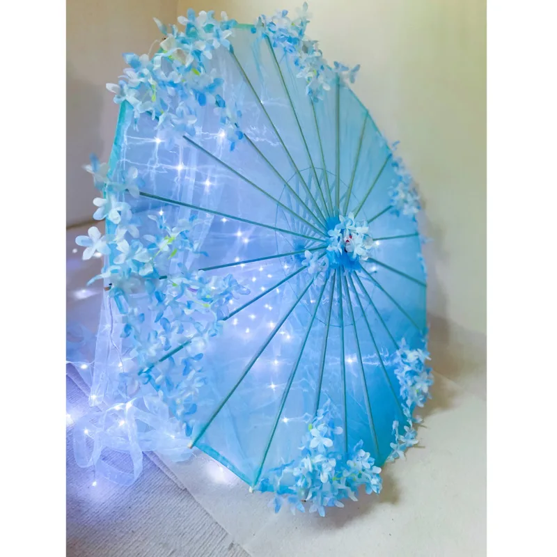 Aprilis Garden Purple LED Yarn Silk Cloth Decorative Umbrella Parasol Princess Lace Chinese Japan Umbrella Craft Party Cosplay mini umbrella,folding umbrella,automatic umbrella,mini sun umbrella,wind resistant umbrella,sun umbrella,automatic sun umbrella,windproof umbrella,manual umbrella,reverse folding umbrella