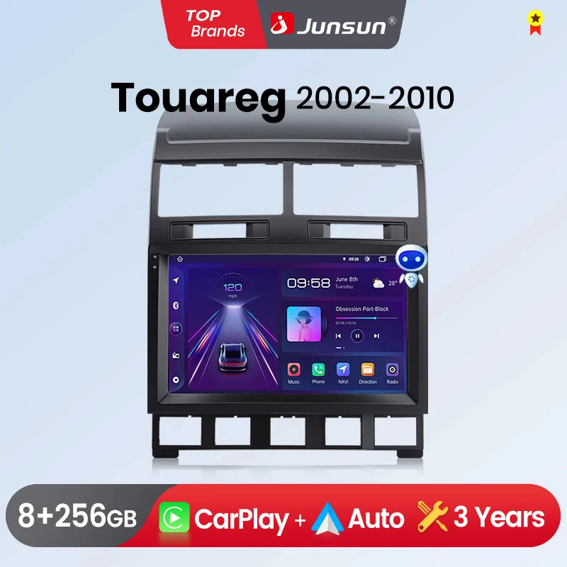 Junsun CarPlay Android Auto Car Radio for Volkswagon Tuareg 2002-2010 GPS Intelligent Systems Stereo Multimedia Car Radio