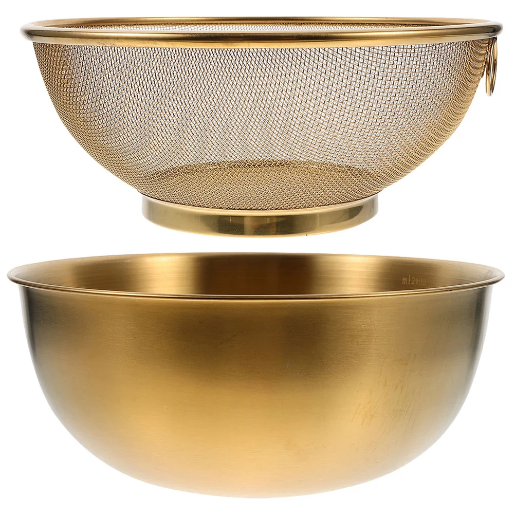 

Stainless Steel Colander Mixing Bowl Kitchen Strainer Basket Rice Washer Fruit Vegetable Drainer