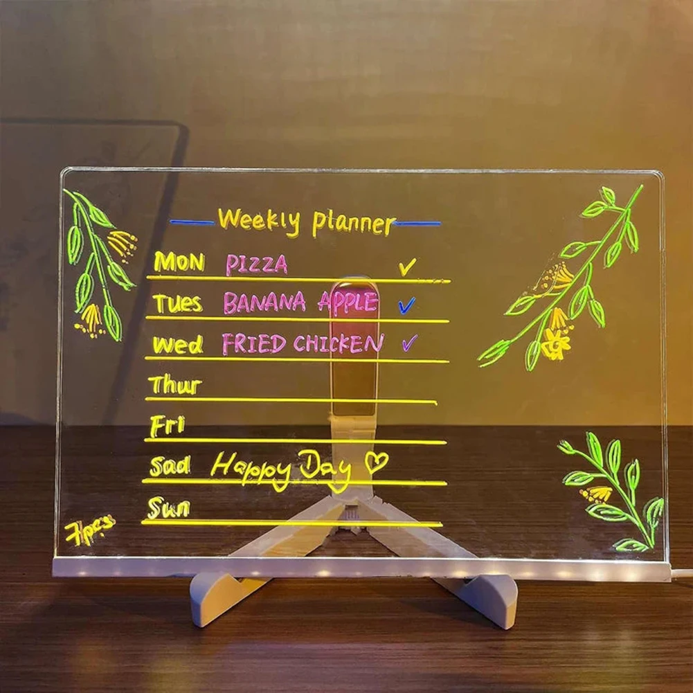 LED Lamp Acrylic Message Note Board Erasable USB Children's Drawing Board Bedroom Night Light Writing Tablet Birthday Kids Gift lcd writing tablet