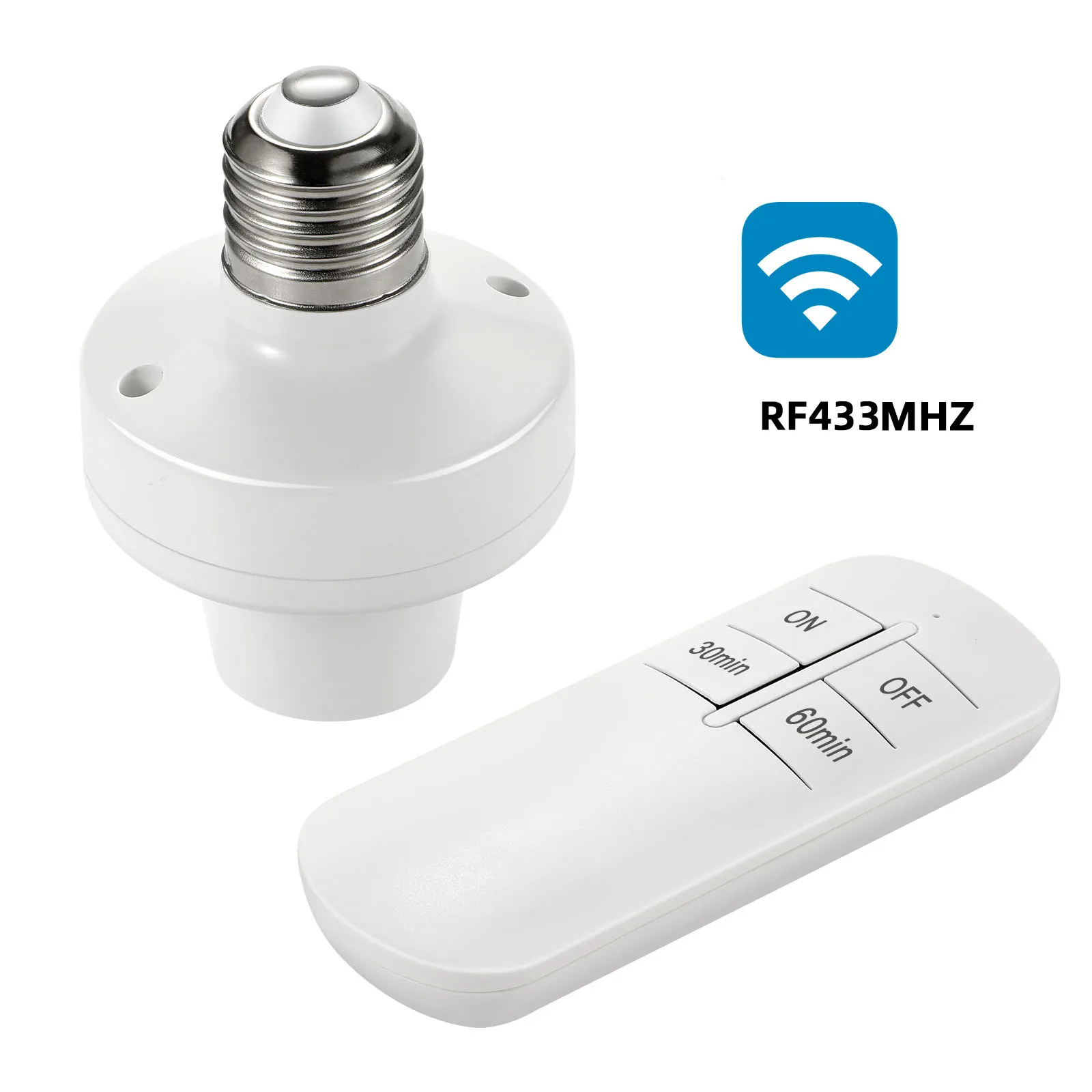Minuterie intelligente sans fil RF 433MHz, télécommande, support de lampe E27, Base d'ampoule LED AC85V ~ 220V, interrupteur de lumière, interrupteurs de minuterie de salle
