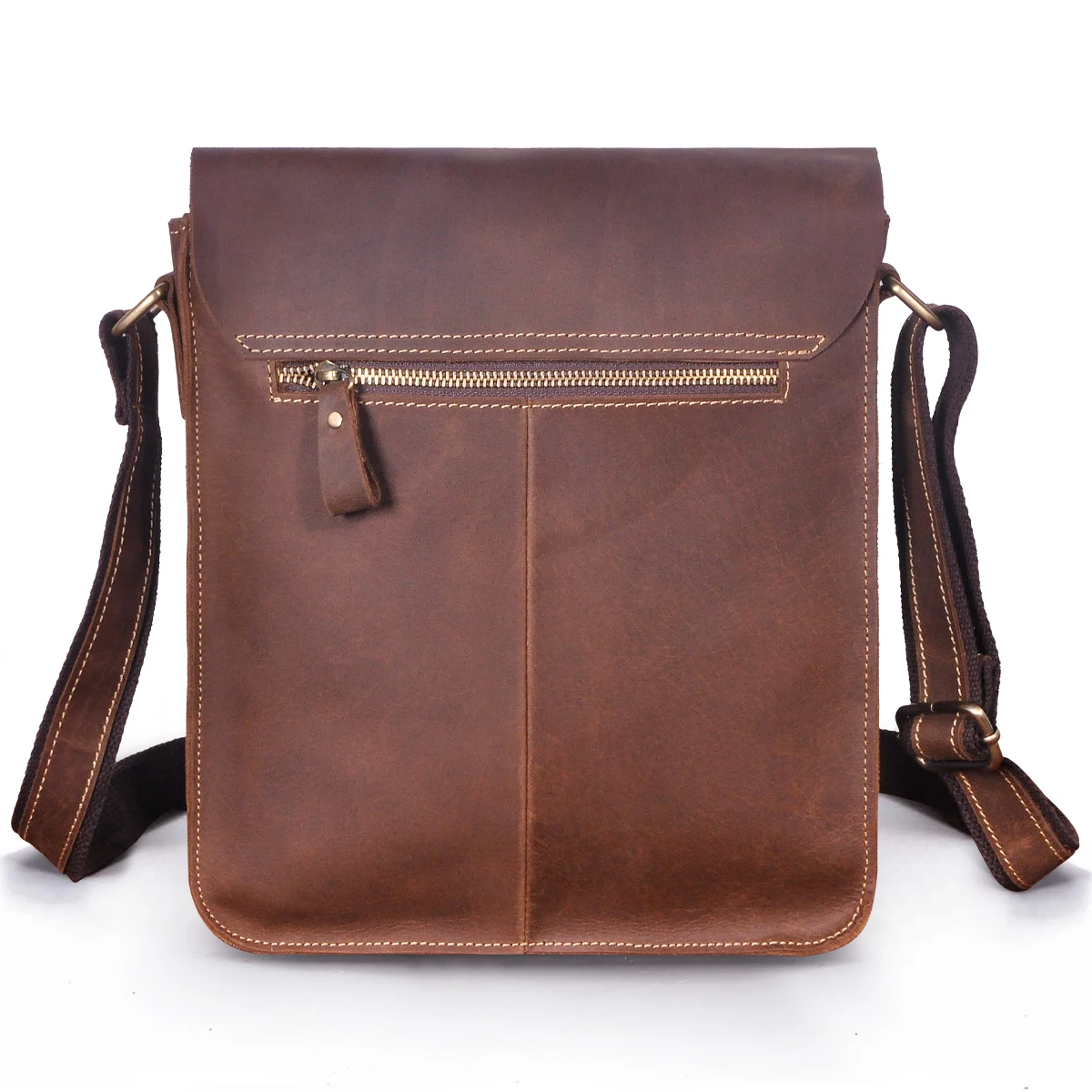 Quality Crazy Horse Leather One Shoulder Messenger bag Cowhide Cross-body Bag 12
