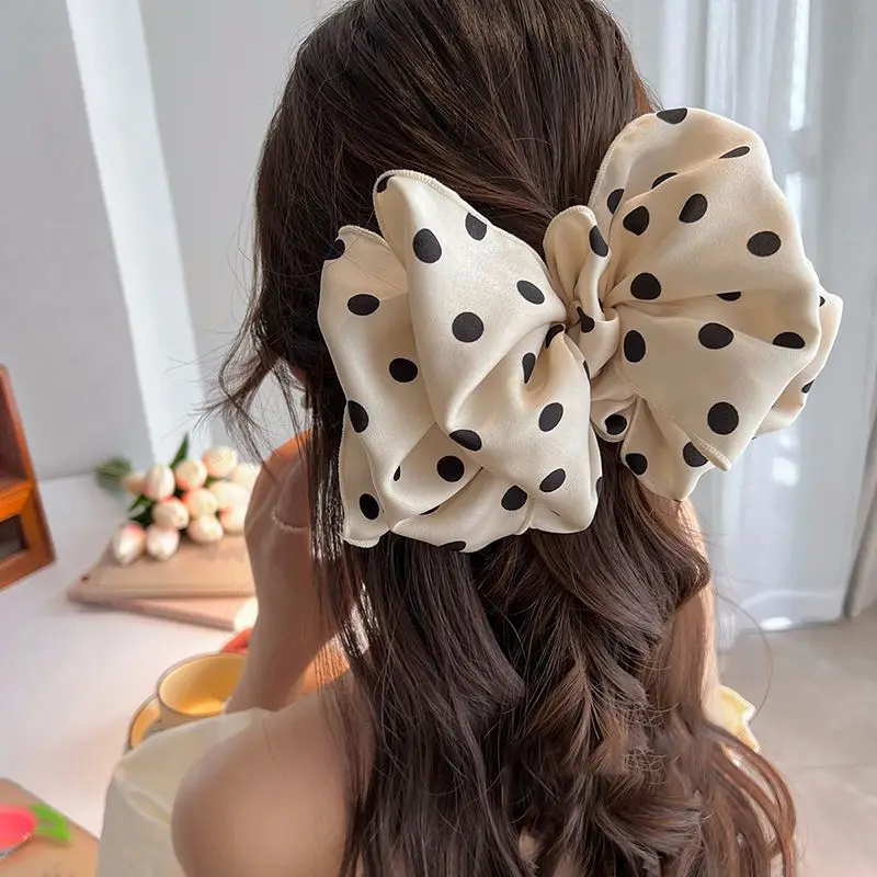 1pc Welle Punkt Großen Bogen Clip Kopfschmuck Haarspange Weiblichen Sommer Hinten Kopf Frühling Clip Wald Stil Fee Schönheit