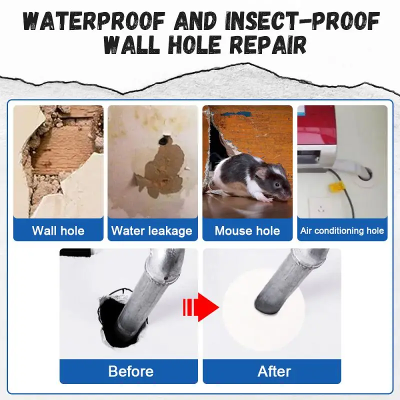 Silicone Sealant Sealant Glue Wall Hole Sealant Anti Leak Sealant 30g Hole Sealing Household Air Conditioning Cement Plasticine Waterproof Wall Gap Sewer Sealant Mud Decoration Repair Supplies