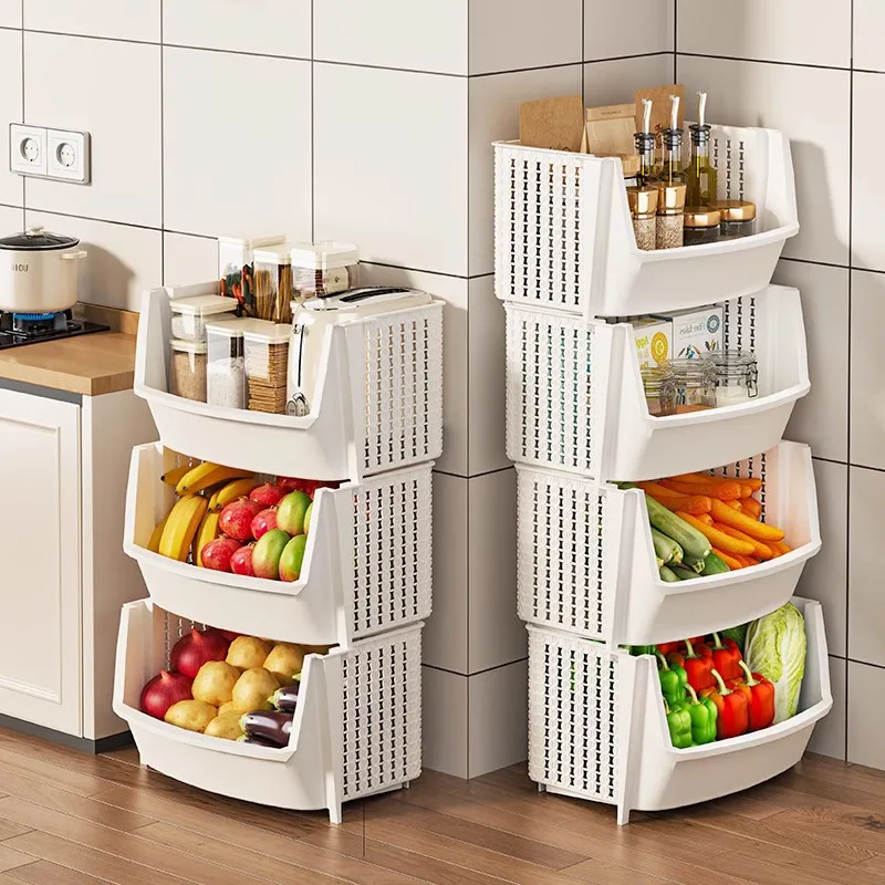 

Home kitchen storage rack kitchen vegetable and fruit basket storage rack kitchen finishing storage box multi-layer snack toy st