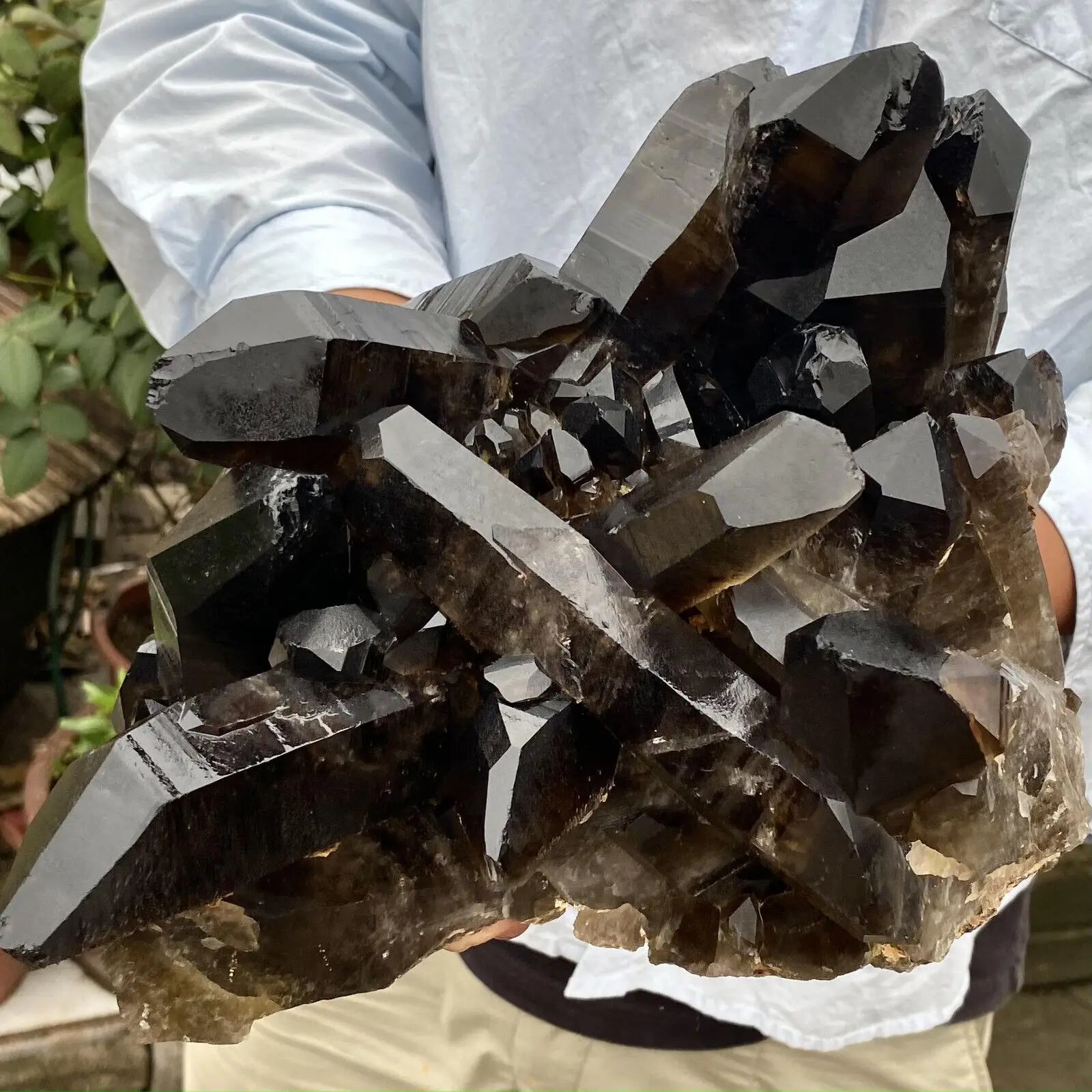 Natural Black Smoke Quartz Crystal Clusters, Quartz Original Mineral Sample Recovery Gems, Home Office Degaussing Clusters 3