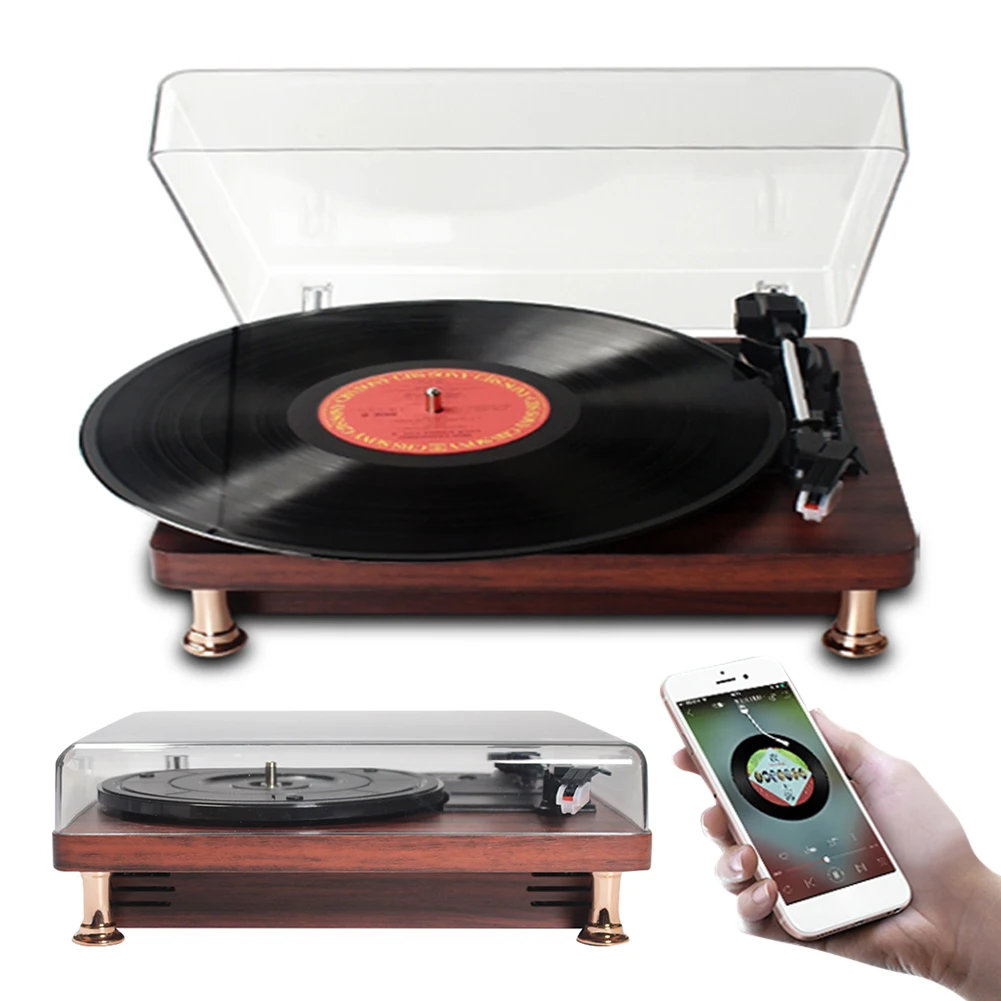 Plattenspieler im Retro-Vinyl-Stil, klassischer Plattenspieler im nostalgischen Stil, 33/45/78 U/min, Plattenspieler, Grammophon, Phonograph, eingebaute Lautsprecher