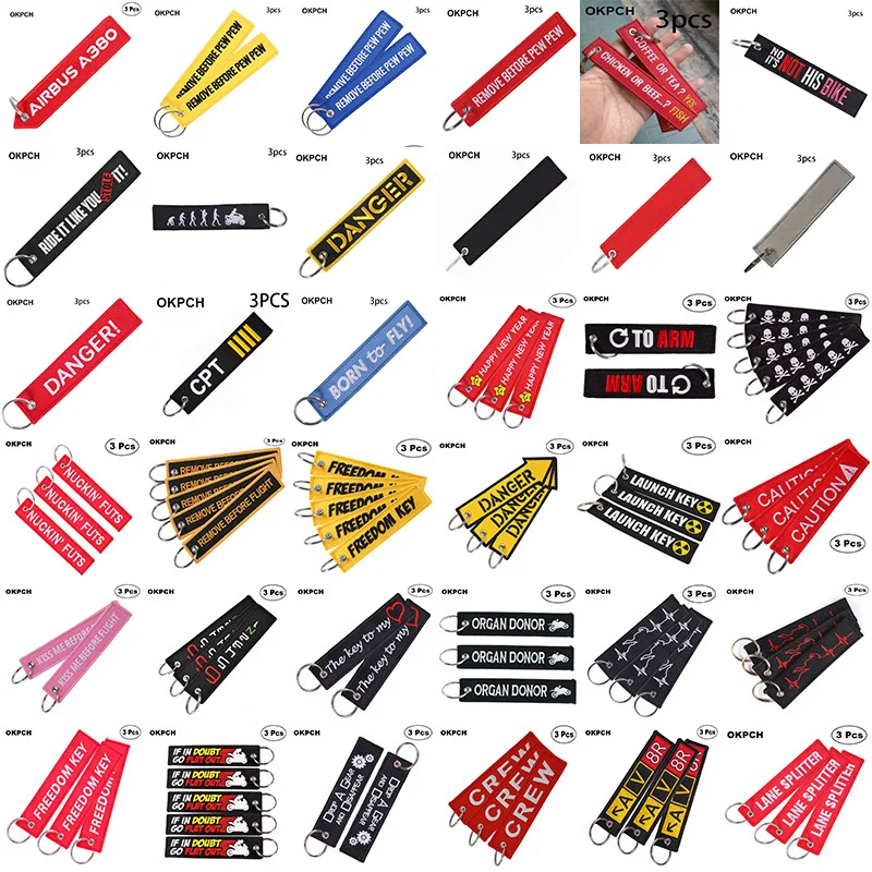 

3 PCS a Lot New Fashion Nuclear Launch Key Chain Bijoux Keychain for Motorcycles and Cars Gifts Tag Embroidery Key Fobs
