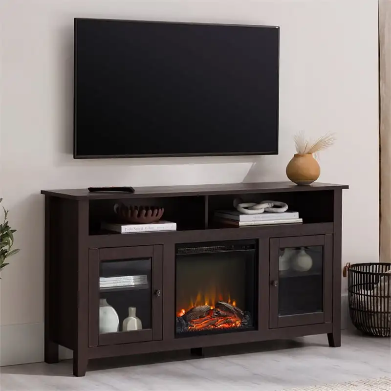 Woven Paths Highboy 2 Door Electric Fireplace TV Stand for TVs up to 65,  Espresso - AliExpress