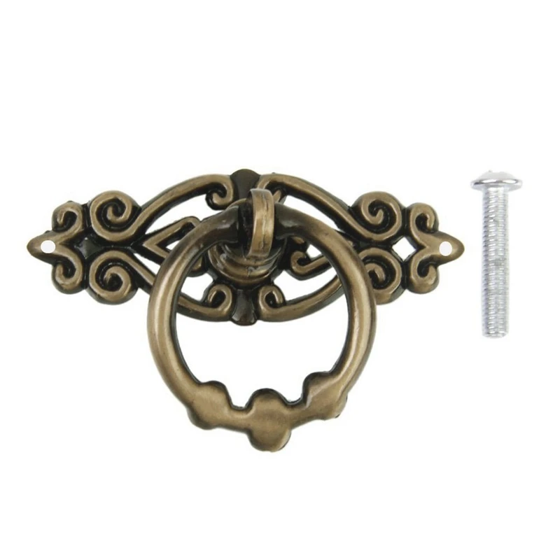 Vintage Kitchen Cabinet Cupboard Dresser Door Drawer Ring Pull Handles Knobs 10Pcs