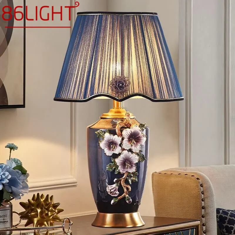 

86LIGHT Modern Ceramics Table Lamp LED Vintage Creative Luxury Brass Desk Light For Home Living Room Study Bedroom Bedside