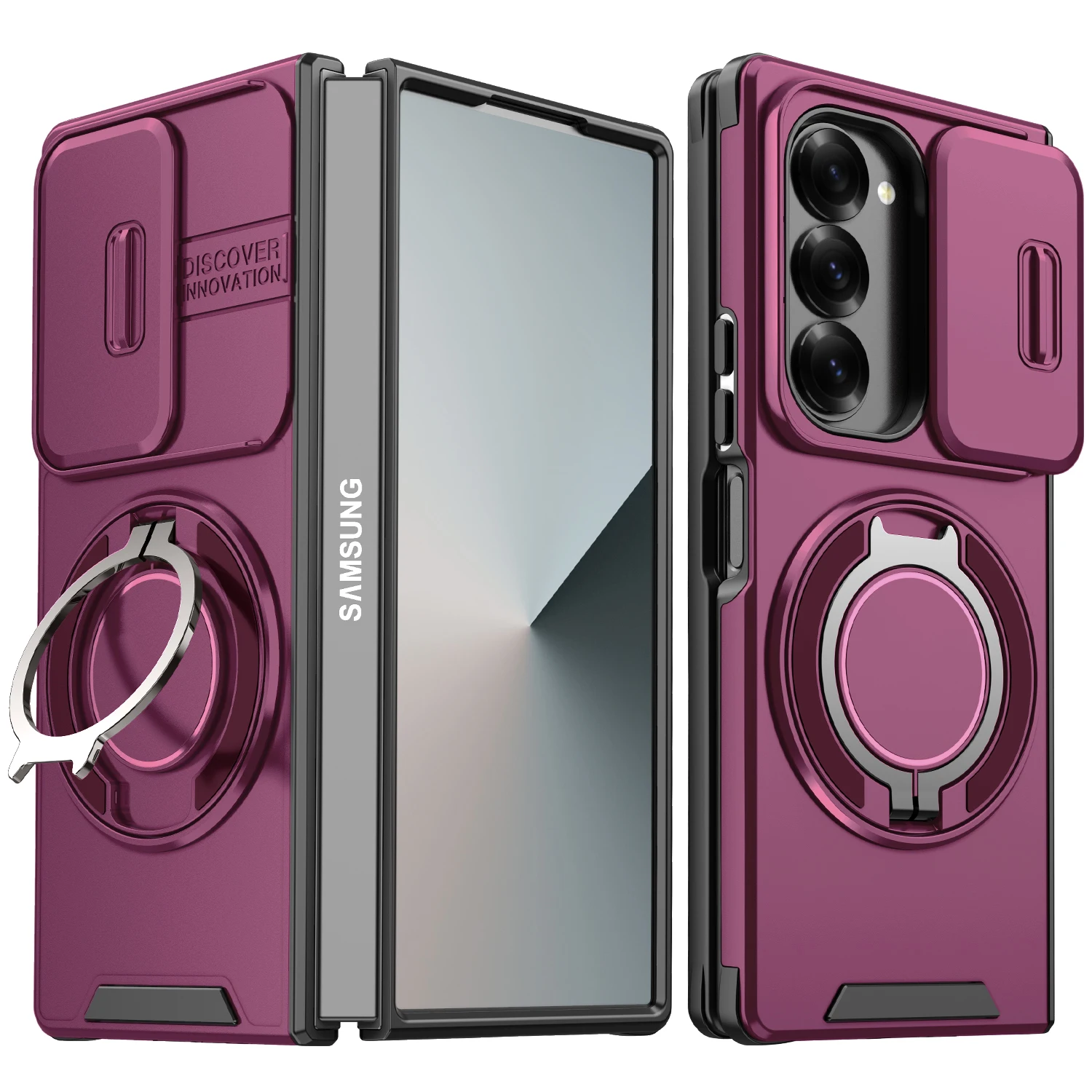 Premium Armor Case with Slide Lens Protection and Magnetic Ring Holder