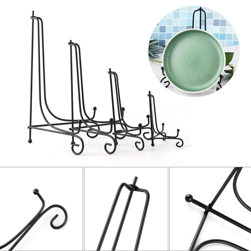 

Craft Bracket Book Holder Photo Pedestal Bowl Picture Frame Black Iron Plate Rack Display Stand Easel Home Decoration Racks