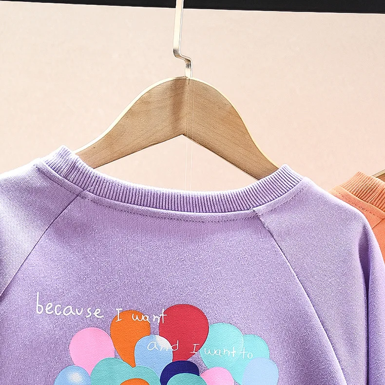 2022 Spring Autumn 3-14 Years Children Girls Sweatshirts Printed Colorful Balloons Letter Tops For Teenagers Teens Girls Clothes hoodie for kid