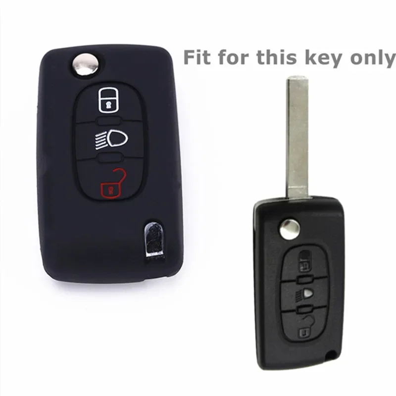 Flip Remote Key Case Cover Silicone Car Key Protector Skin Holder Fob Per Citroen C2 C3 C4 Picasso Xsara C5 C6 C8 Per Peugeot