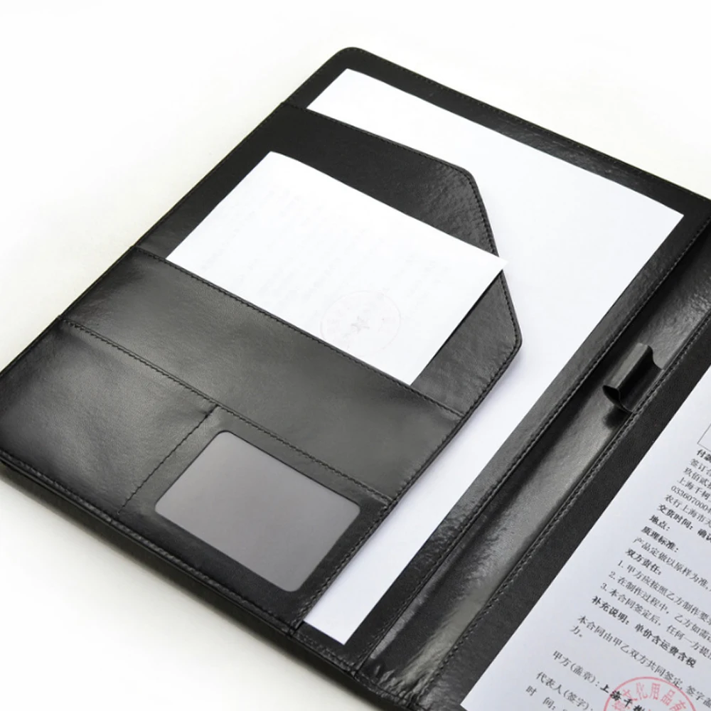File Folders File Box Organizer 3Kinds A4 PU Leather Business Padfolio Organizer Case Vintage Binder Business Meeting Manager Document Pads Office