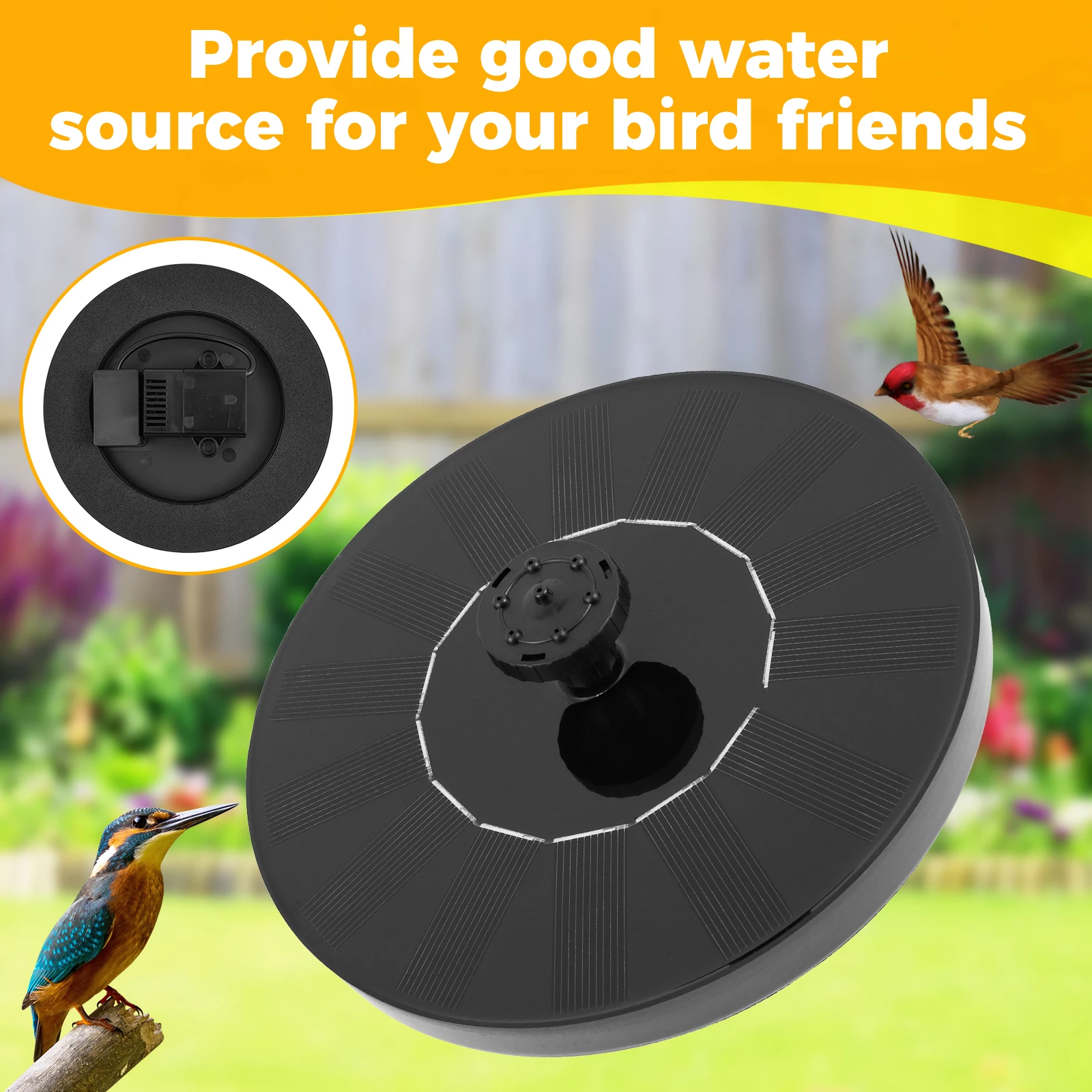 Bird Bath Fountain Pump Double Layers Filtration Solar Powered Water Fountain With 7 Different Nozzles for Outdoor Garden Pond
