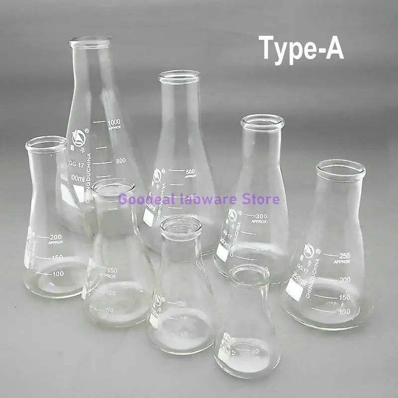 1pc 50ml To 1000ml Borosilicate Glass Erlenmeyer Conical Flask for Lab Chemical Equipment