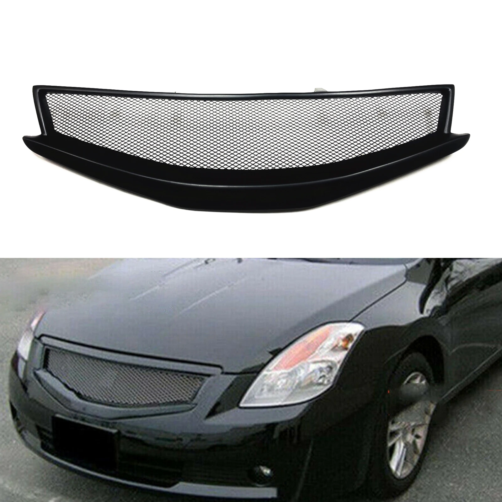 

Front Grille Racing Grills For Nissan Altima Coupe 2008 2009 2 Door Fiberglass/Carbon Fiber Car Upper Kit Bumper Hood Mesh Grid