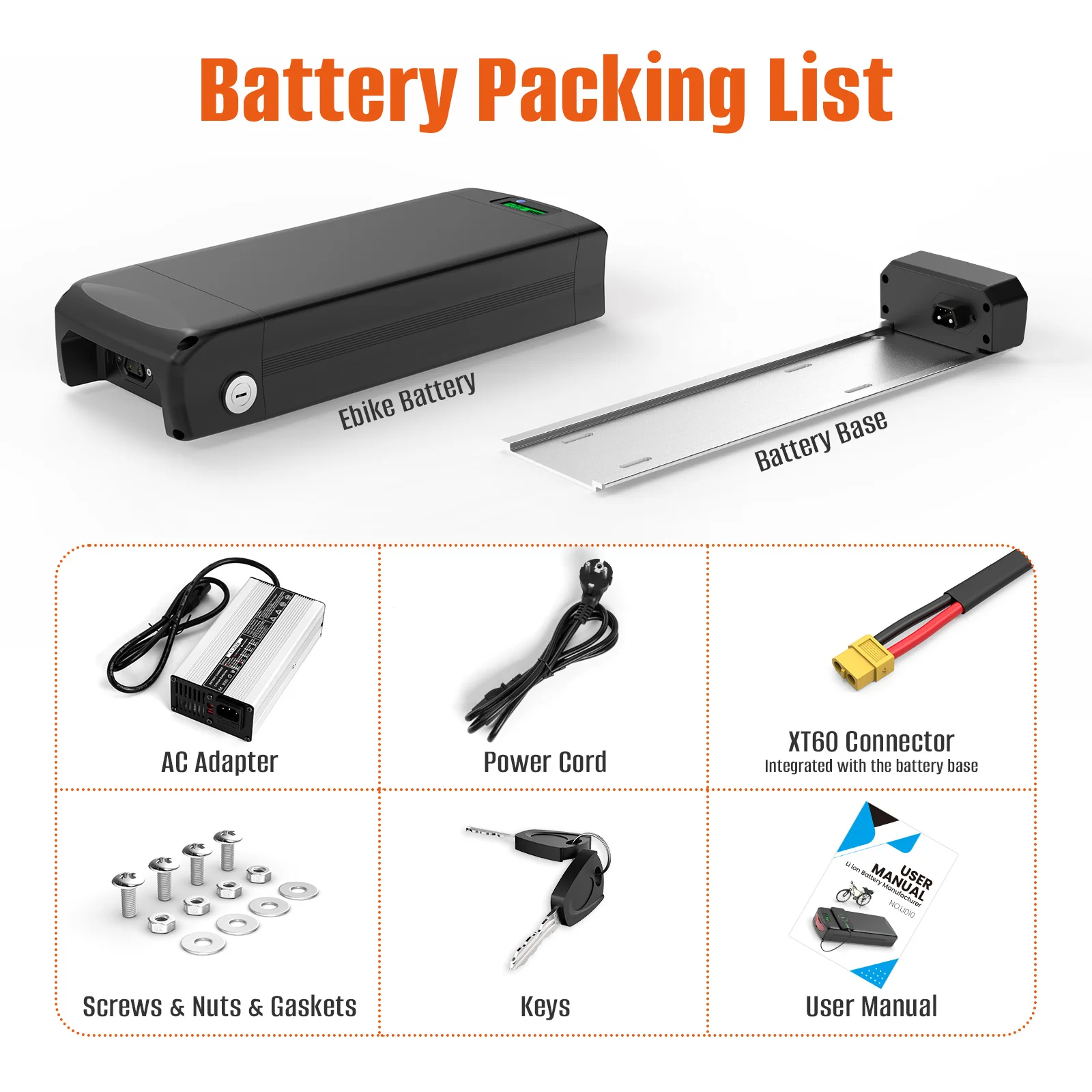 Batteria Originale per E-Bike 36V 48V 52V 72V 60V, Pacco Batterie al Litio 21700 per Portapacchi Posteriore, per 250W 350W 500W 750W 1000W 1500W 2000W 3000W - immagine 3