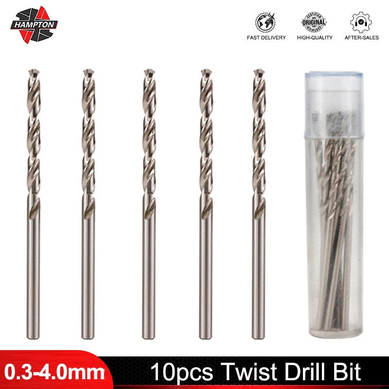 Twist Drill Bit Set 10pcs 0.3mm-4.0mm High Speed Steel Metal Wood Drill Bit Woodworling Hole Cutter Gun Drill Bit