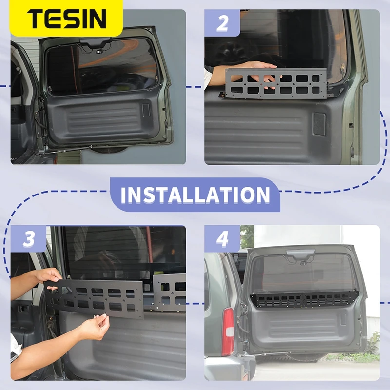 TESIN 車のテールゲート窓枠フェンス収納ボックスオーガナイザーラック
