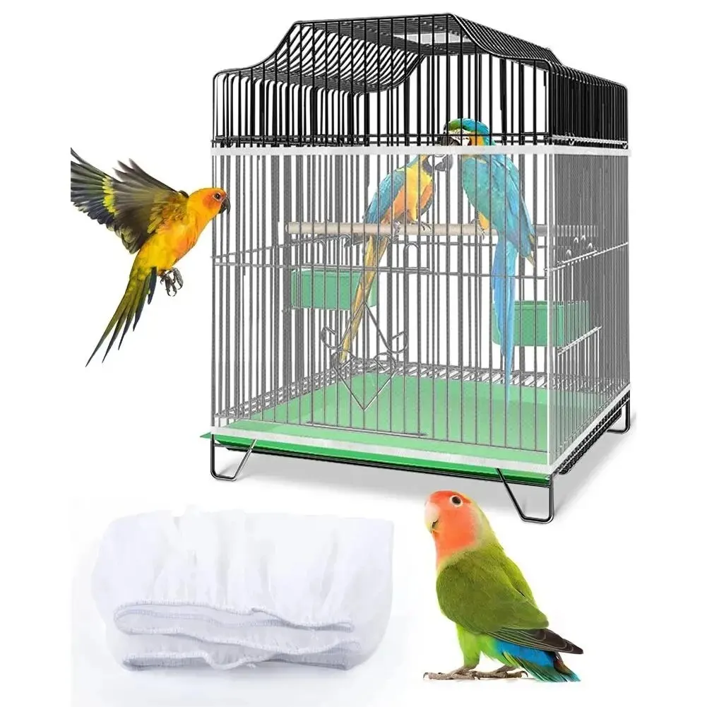 Cubierta Universal Ajustable Para Jaula De P&aacute;jaros Y Loros, Falda De Malla El&aacute;stica Transpirable, Cubierta Red a Prueba bird cage cover bird cage accessories